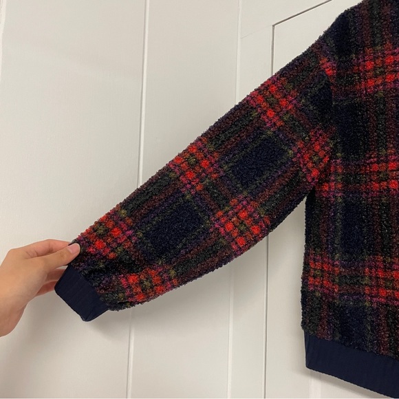 Anthropologie Porridge Red/Blue Prynne Sherpa Pullover Sweater Medium - Picture 6 of 7